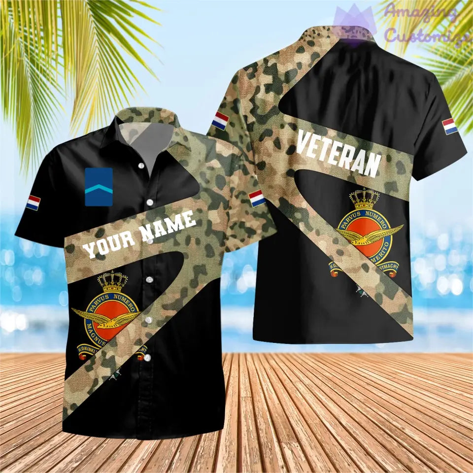 T-shirt personnalisé avec camouflage soldat/vétéran néerlandais avec nom et grade imprimé en 3D - 3001240001
