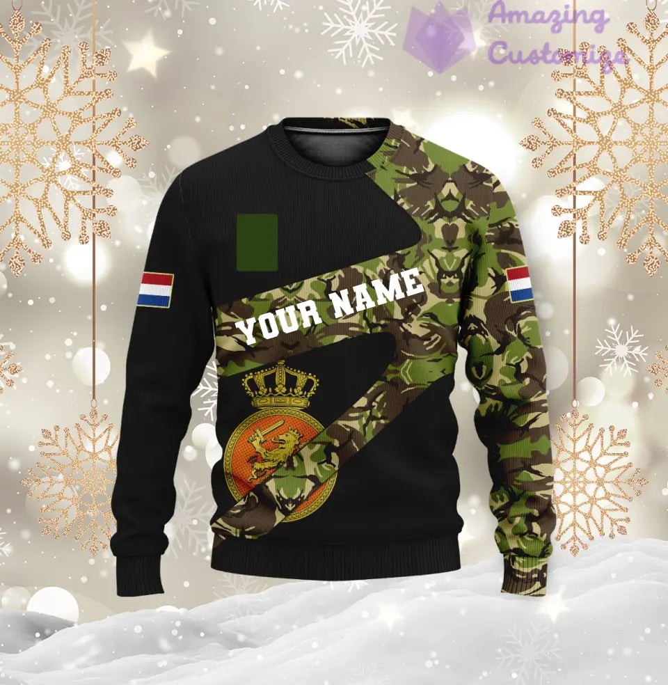 Personalized Netherlands Soldier/ Veteran Camo With Name And Rank T-Shirt 3D Printed  - 3001240001