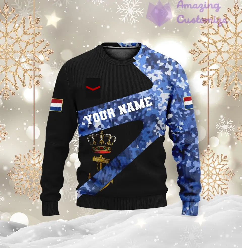 T-shirt personnalisé avec camouflage soldat/vétéran néerlandais avec nom et grade imprimé en 3D - 3001240001