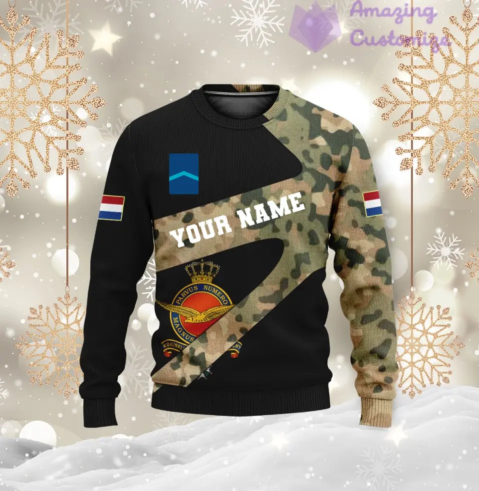 T-shirt personnalisé avec camouflage soldat/vétéran néerlandais avec nom et grade imprimé en 3D - 3001240001