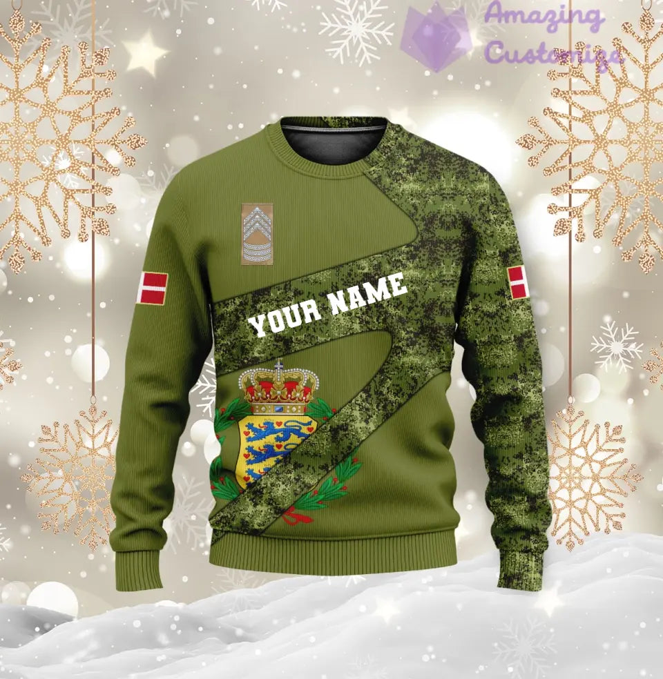 Personalized Denmark Soldier/ Veteran Camo With Name And Rank Hawaii Shirt 3D Printed - 17062272
