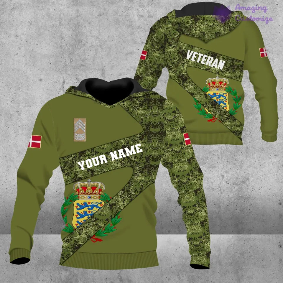 Personalized Denmark Soldier/ Veteran Camo With Name And Rank Hawaii Shirt 3D Printed - 17062272