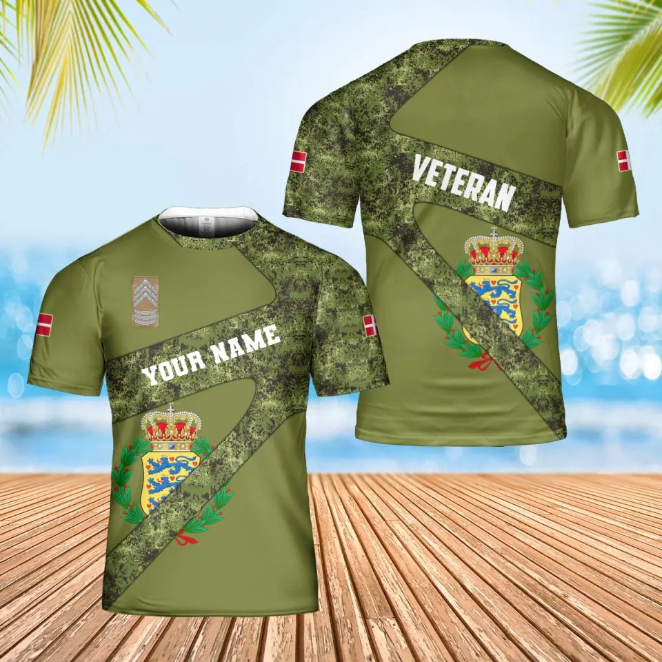 Personalized Denmark Soldier/ Veteran Camo With Name And Rank Hawaii Shirt 3D Printed - 17062272