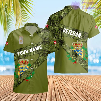 Personalized Denmark Soldier/ Veteran Camo With Name And Rank Hawaii Shirt 3D Printed - 17062272