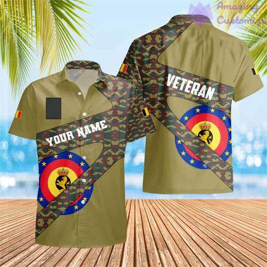 Personalized Belgium Soldier/ Veteran Camo With Name And Rank Hawaii shirt 3D Printed  - 3001240001