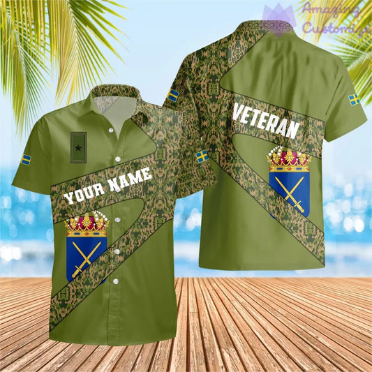 Personalized Sweden Soldier/ Veteran Camo With Name And Rank Hawaii shirt 3D Printed  - 3001240001
