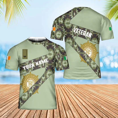 Personalized Ireland Soldier/ Veteran Camo With Name And Rank T-shirt 3D Printed  - 3001240001