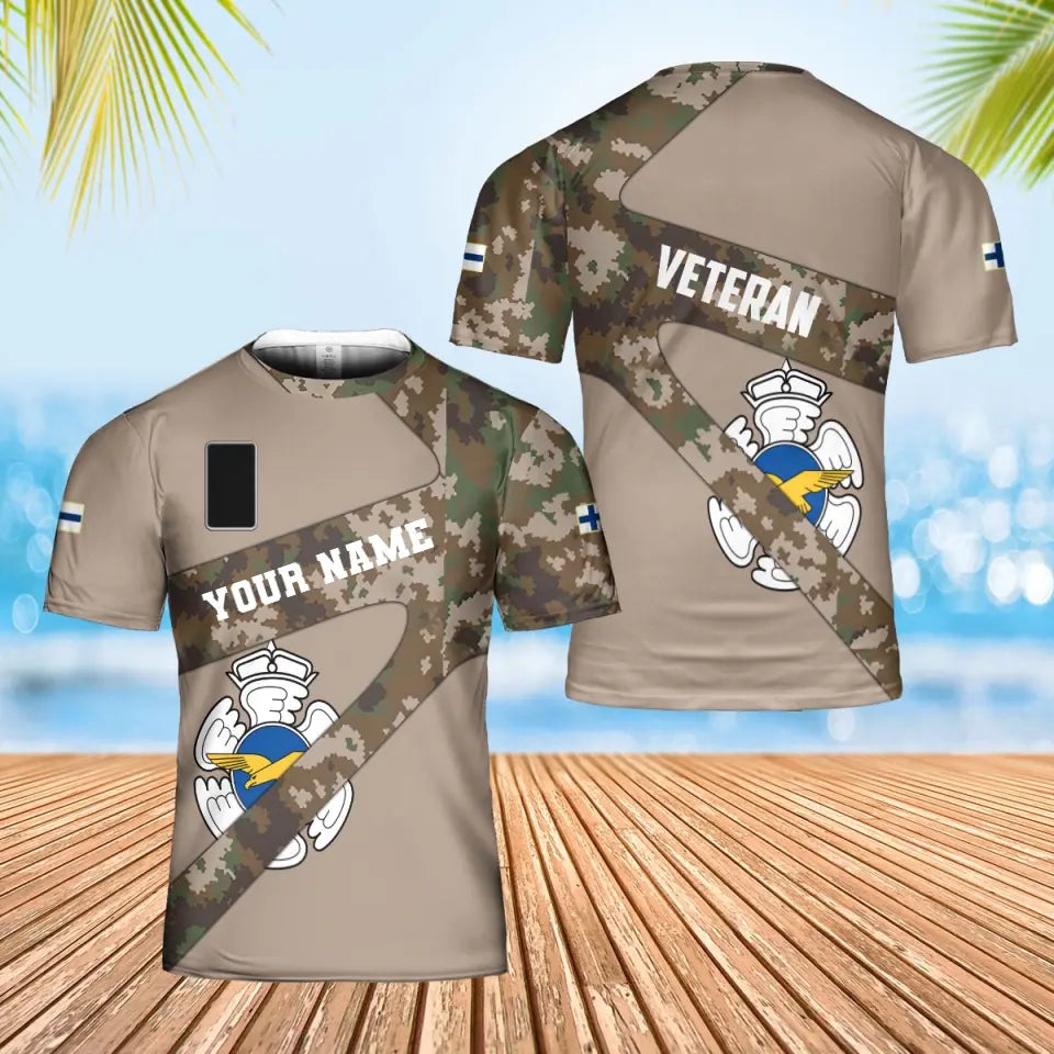 Personalized Finland Soldier/ Veteran Camo With Name And Rank T-shirt 3D Printed  - 17065728