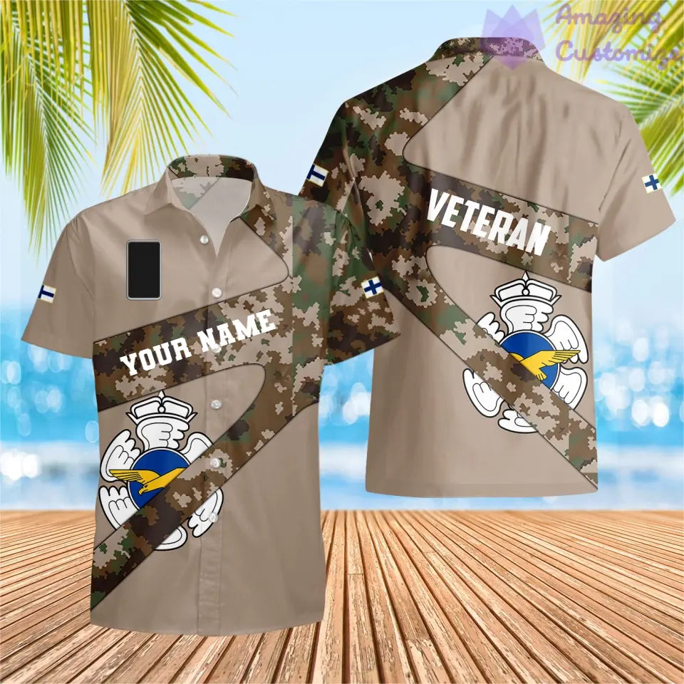 Personalized Finland Soldier/ Veteran Camo With Name And Rank T-shirt 3D Printed  - 17065728