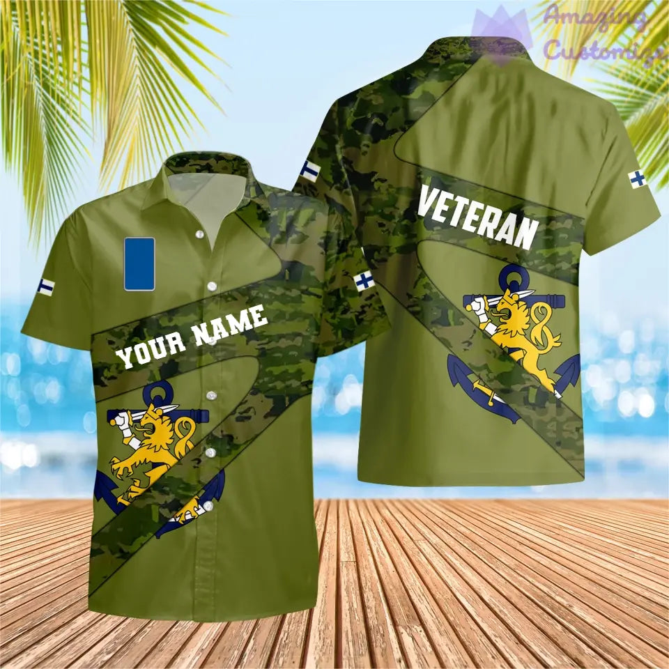 Personalized Finland Soldier/ Veteran Camo With Name And Rank T-shirt 3D Printed  - 17065728