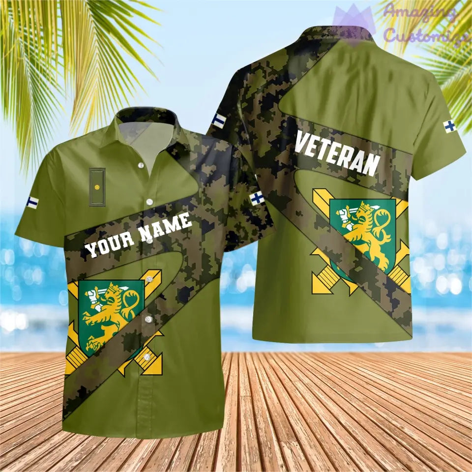 Personalized Finland Soldier/ Veteran Camo With Name And Rank T-shirt 3D Printed  - 17065728