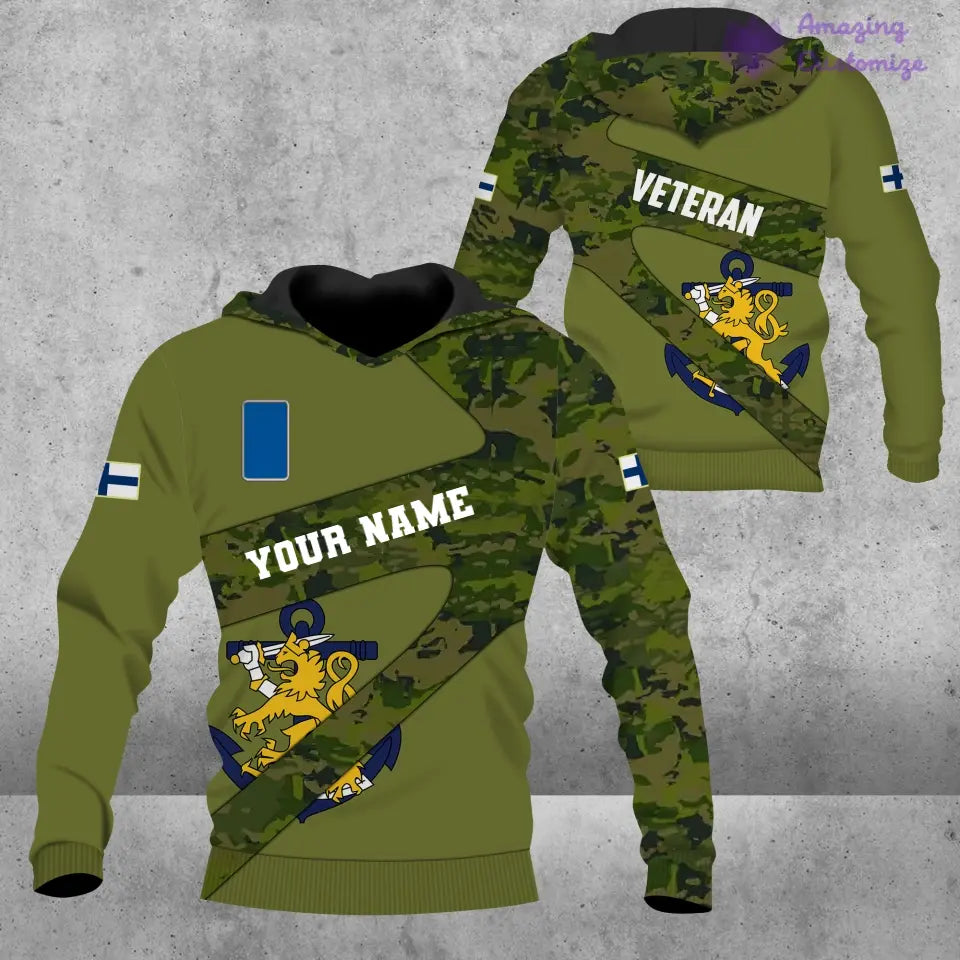 Personalized Finland Soldier/ Veteran Camo With Name And Rank T-shirt 3D Printed  - 17065728