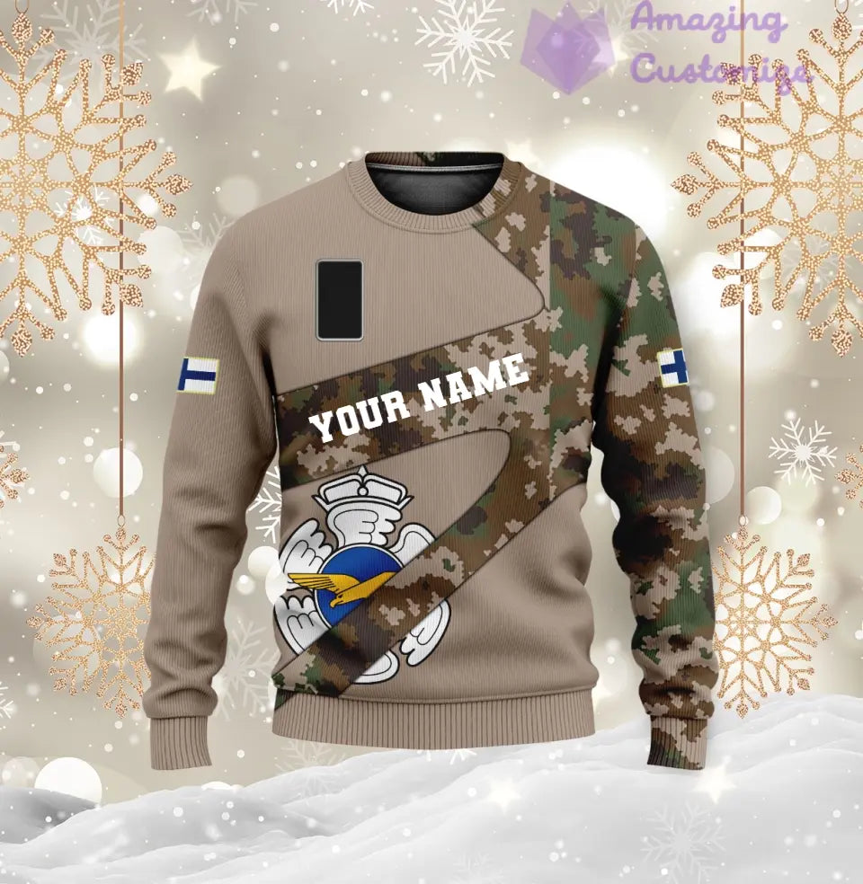Personalized Finland Soldier/ Veteran Camo With Name And Rank T-shirt 3D Printed  - 17065728
