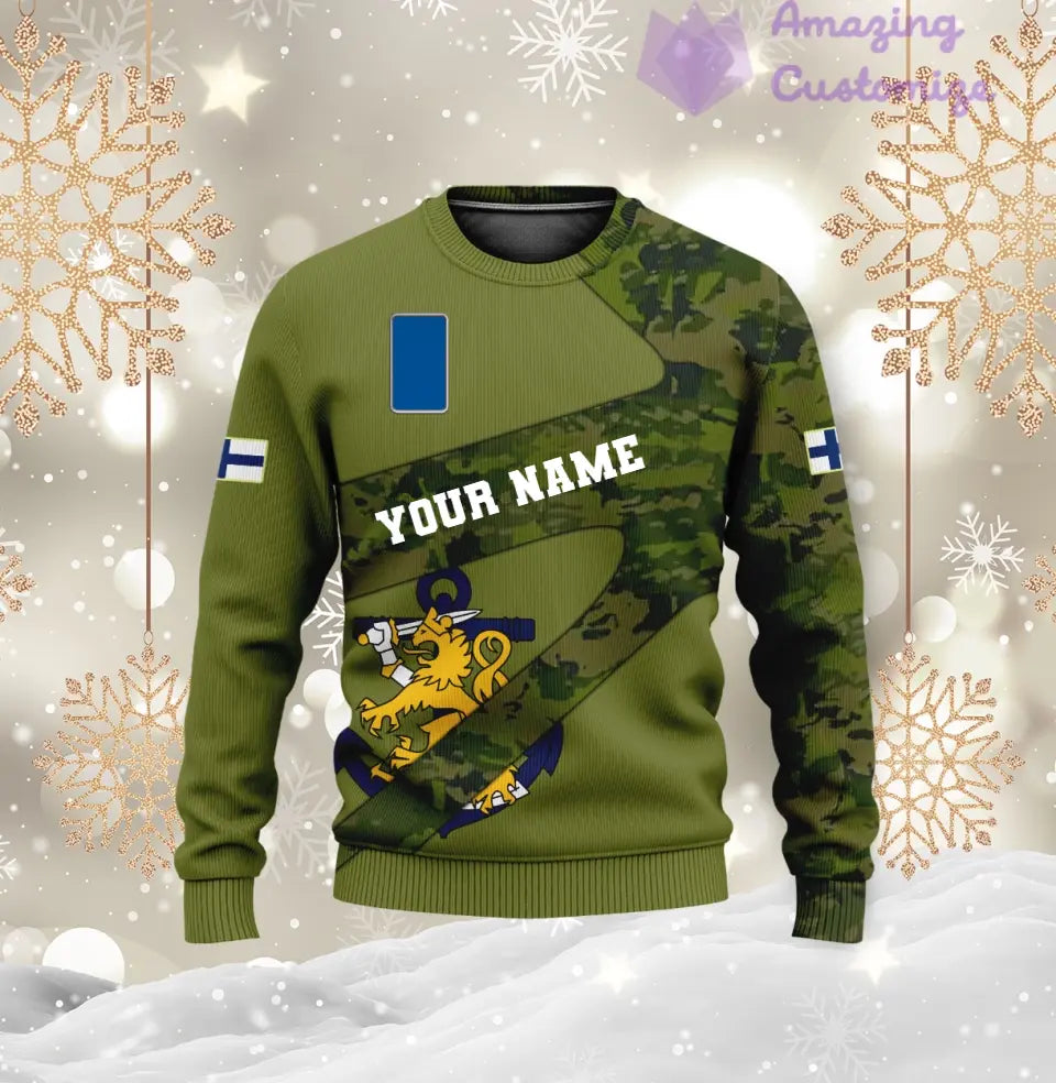 Personalized Finland Soldier/ Veteran Camo With Name And Rank T-shirt 3D Printed  - 17065728