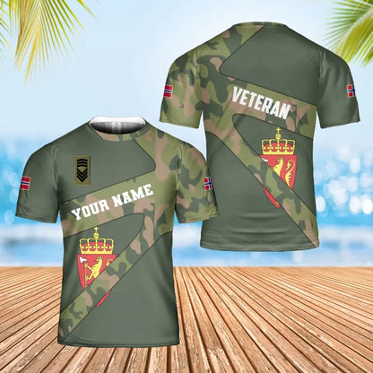 Personalized Norway Soldier/ Veteran Camo With Name And Rank T-Shirt 3D Printed - 2601240001