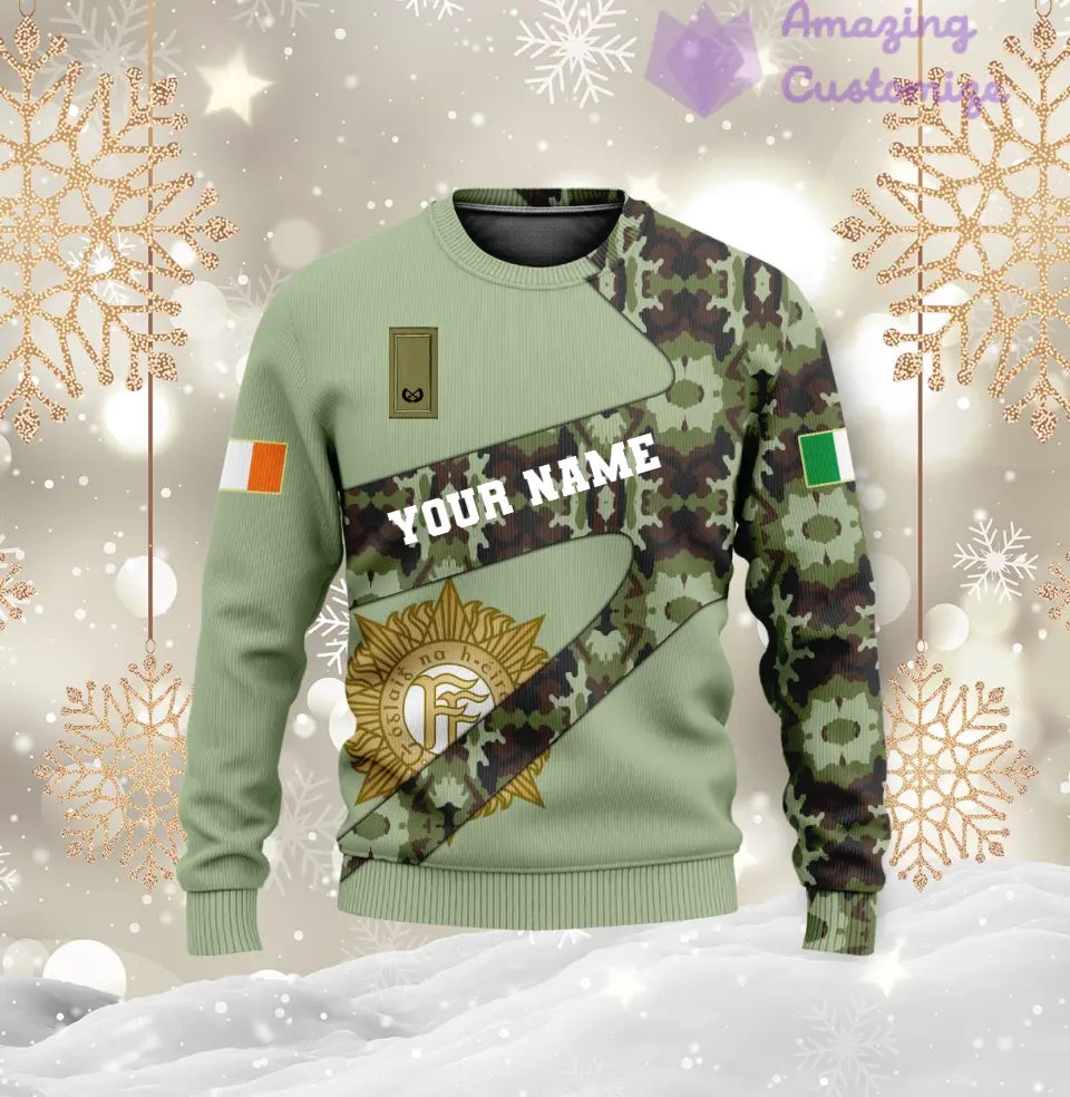 Personalized Ireland Soldier/ Veteran Camo With Name And Rank Hoodie 3D Printed  - 3001240001