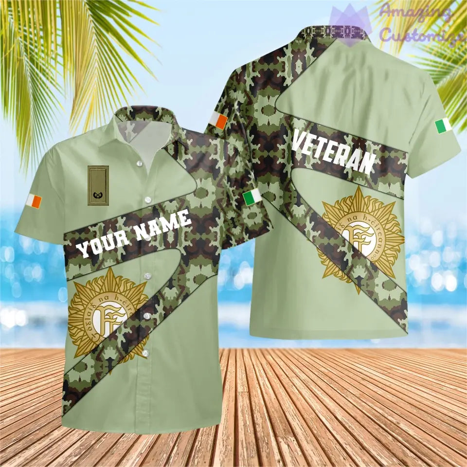 Personalized Ireland Soldier/ Veteran Camo With Name And Rank Hoodie 3D Printed  - 3001240001