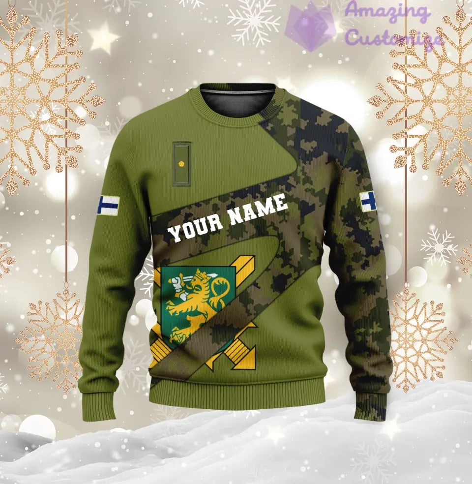 Personalized Finland Soldier/ Veteran Camo With Name And Rank Hoodie 3D Printed  - 3001240001