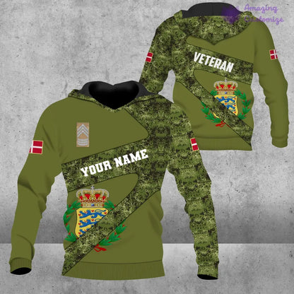Personalized Denmark Soldier/ Veteran Camo With Name And Rank Hoodie 3D Printed - 2601240001