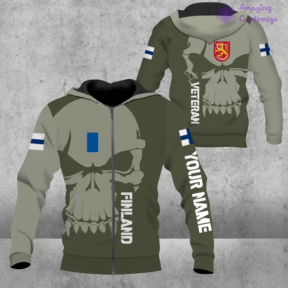 Personalized Finland Soldier/ Veteran Camo With Name And Rank Hoodie 3D Printed  - 17080416
