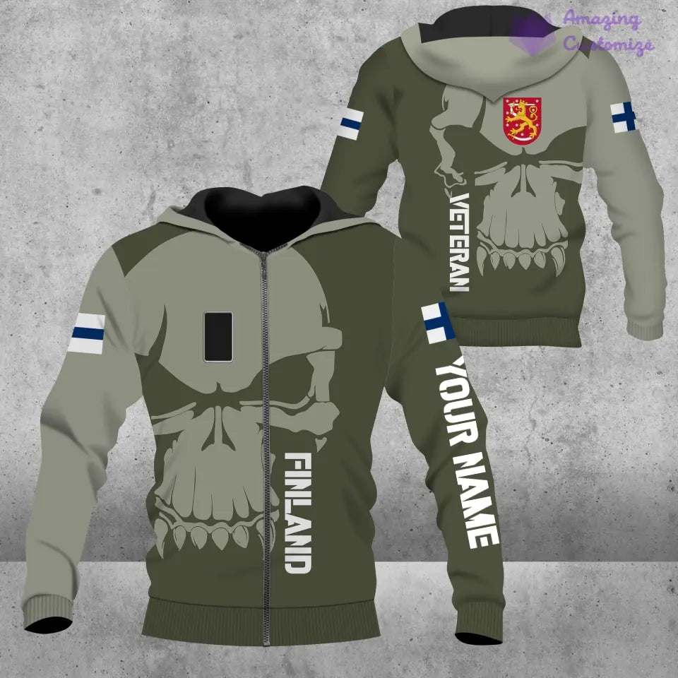 Personalized Finland Soldier/ Veteran Camo With Name And Rank Hoodie 3D Printed  - 17080416