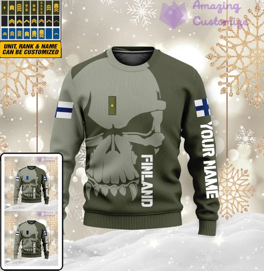 Personalized Finland Soldier/ Veteran Camo With Name And Rank Ugly Sweater 3D Printed  - 1602240001