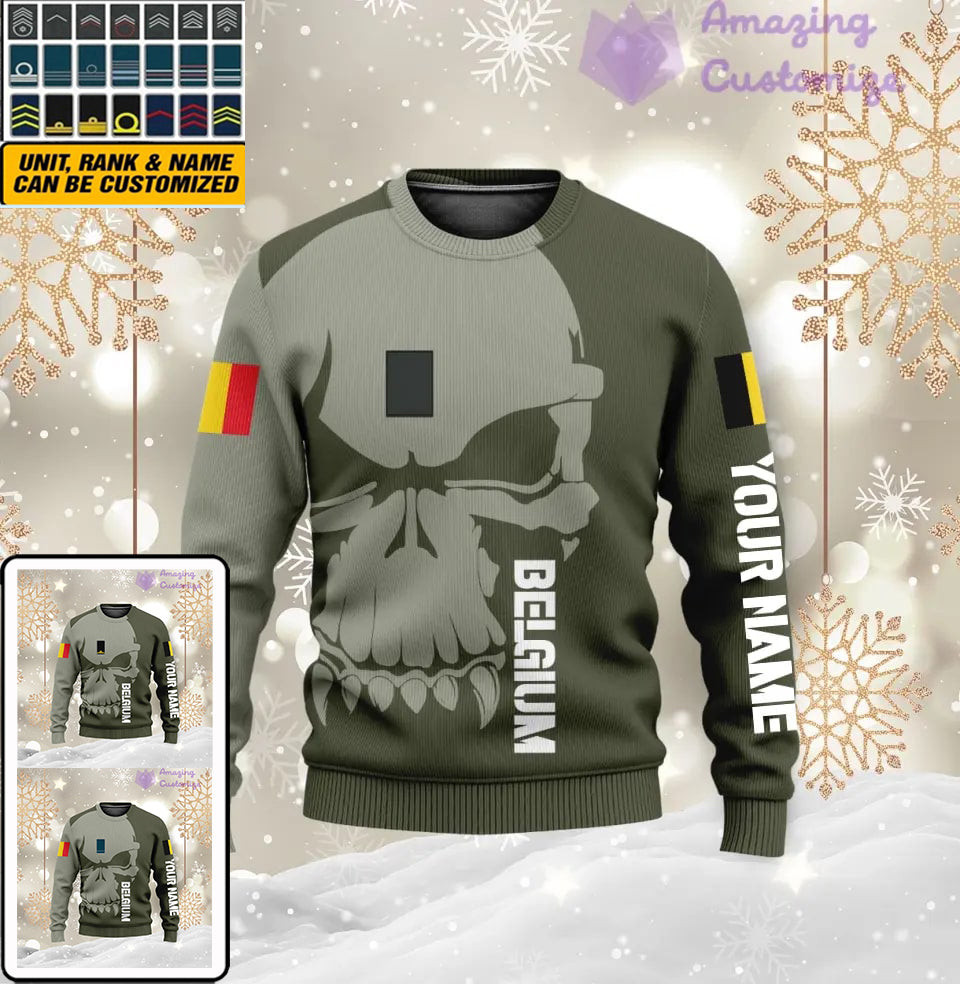 Personalized Belgium  Soldier/ Veteran Camo With Name And Rank Ugly Sweater 3D Printed  - 17080416
