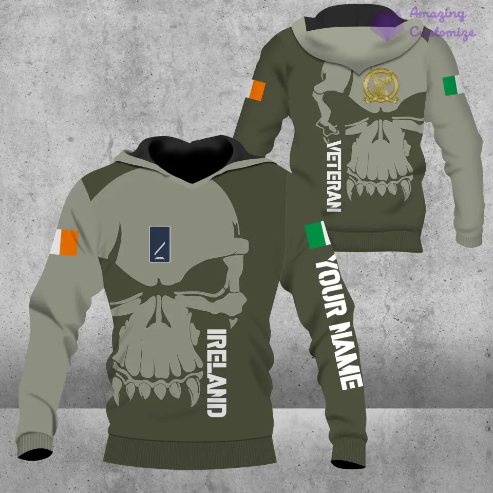 Personalized Ireland Soldier/ Veteran Camo With Name And Rank Hoodie 3D Printed  - 1602240001