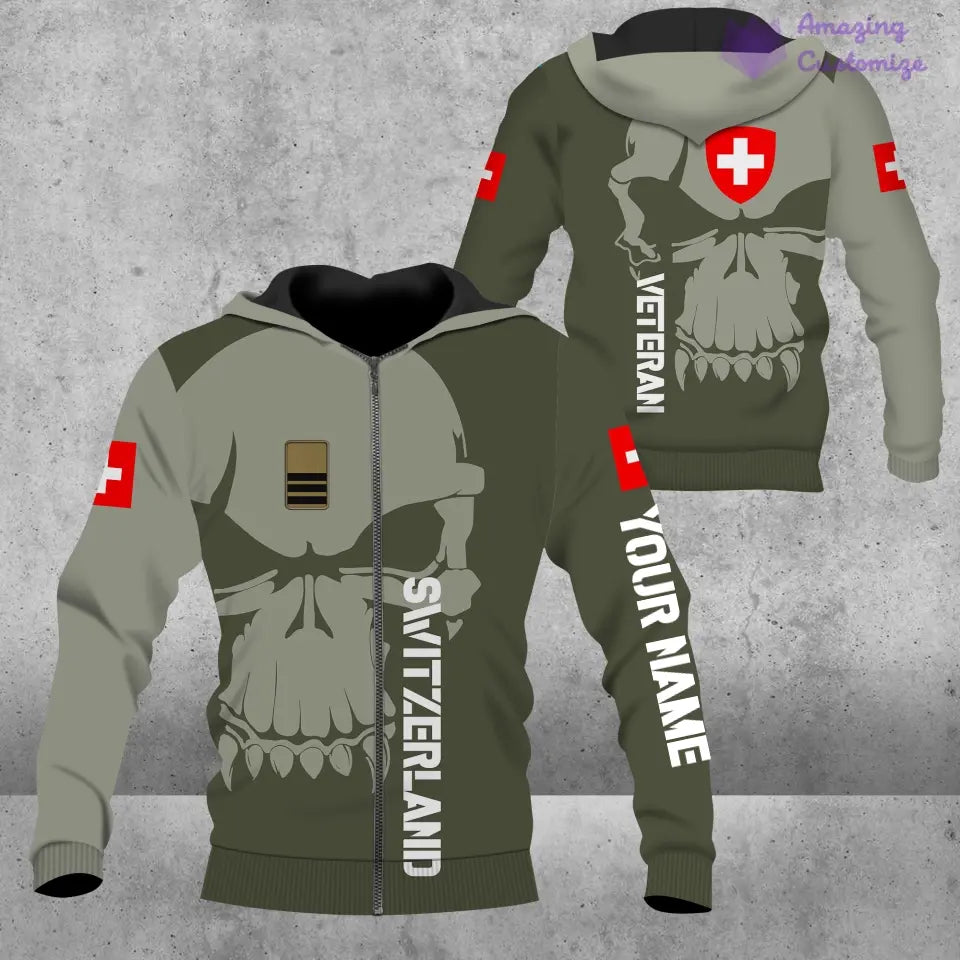 Personalized Swiss Soldier/ Veteran Camo With Name And Rank Hoodie 3D Printed - 1602240001