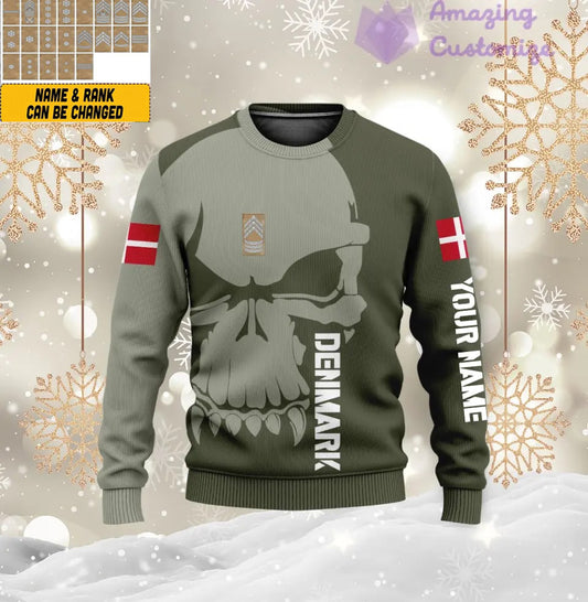 Personalized Denmark Soldier/ Veteran Camo With Name And Rank Ugly Sweater 3D Printed - 1602240001