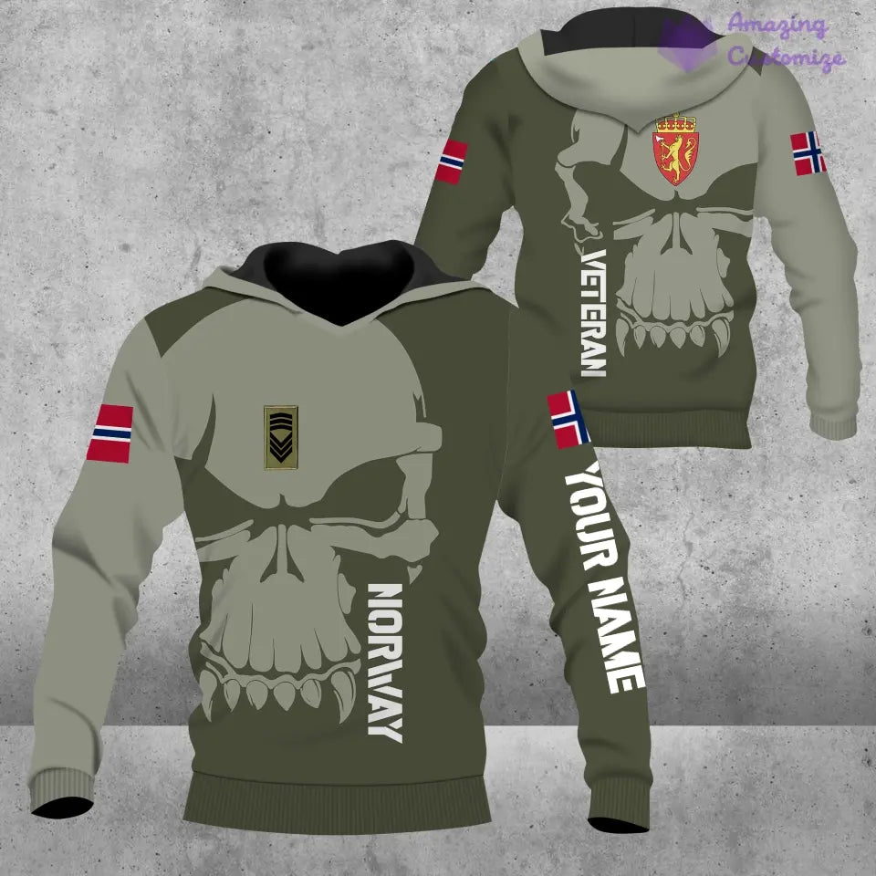 Personalized Norway Soldier/ Veteran Camo With Name And Rank Hoodie 3D Printed - 1602240001