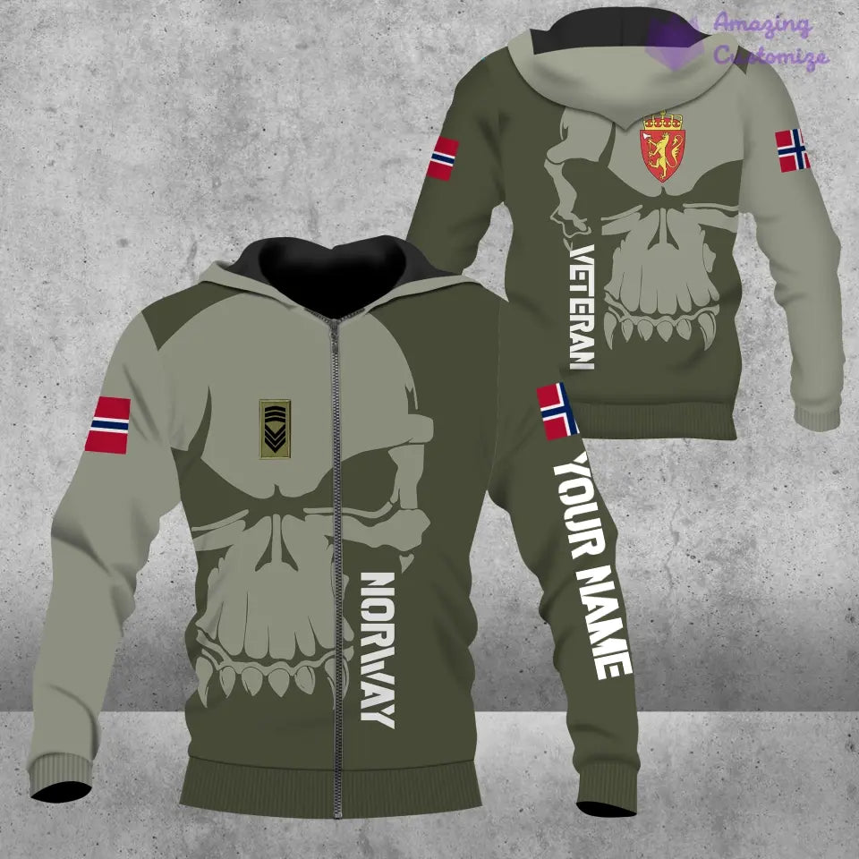 Personalized Norway Soldier/ Veteran Camo With Name And Rank Hoodie 3D Printed - 17080416