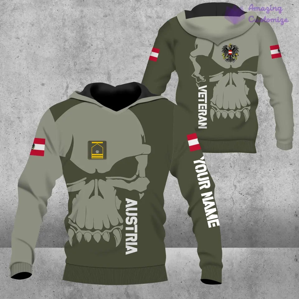 Personalized Austrian Soldier/ Veteran Camo With Name And Rank Hoodie 3D Printed - 1602240001