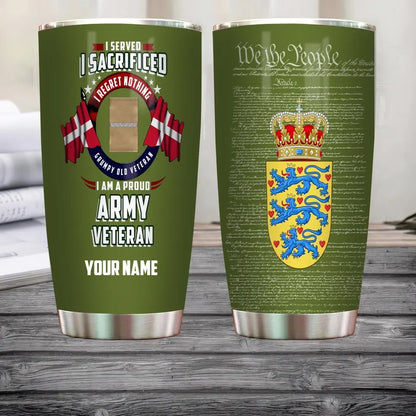 Personalized Denmark Veteran/ Soldier With Rank And Name Camo Tumbler All Over Printed - 17085600