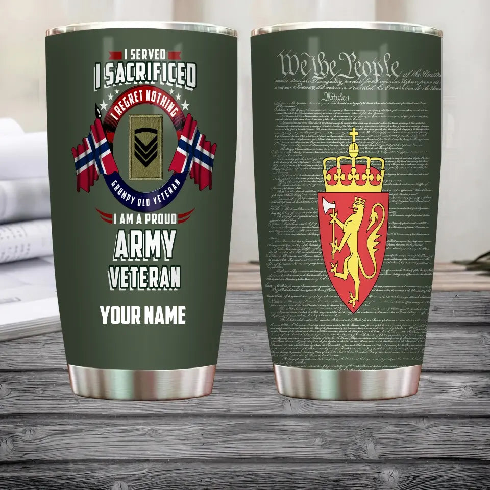 Personalized Norway Veteran/ Soldier With Rank And Name Camo Tumbler All Over Printed - 2202240001