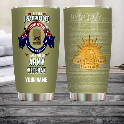 Personalized Australian Veteran/ Soldier With Rank And Name Camo Tumbler - 17085600