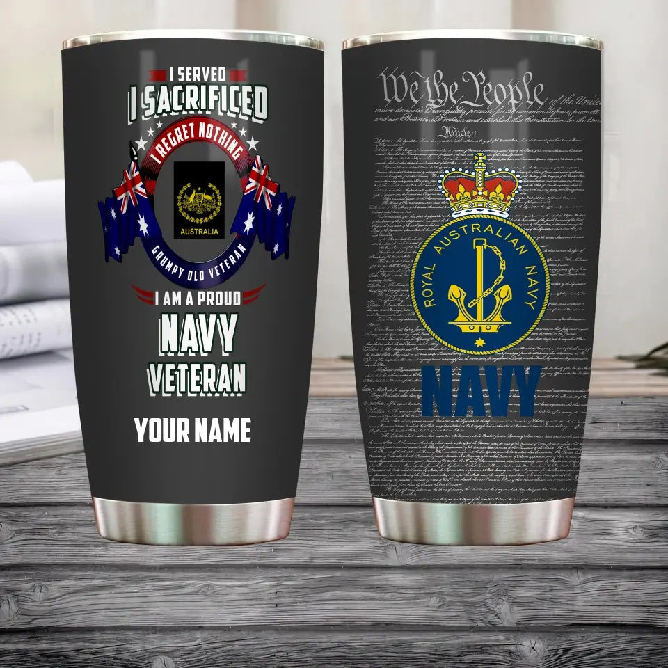 Personalized Australian Veteran/ Soldier With Rank And Name Camo Tumbler - 17085600