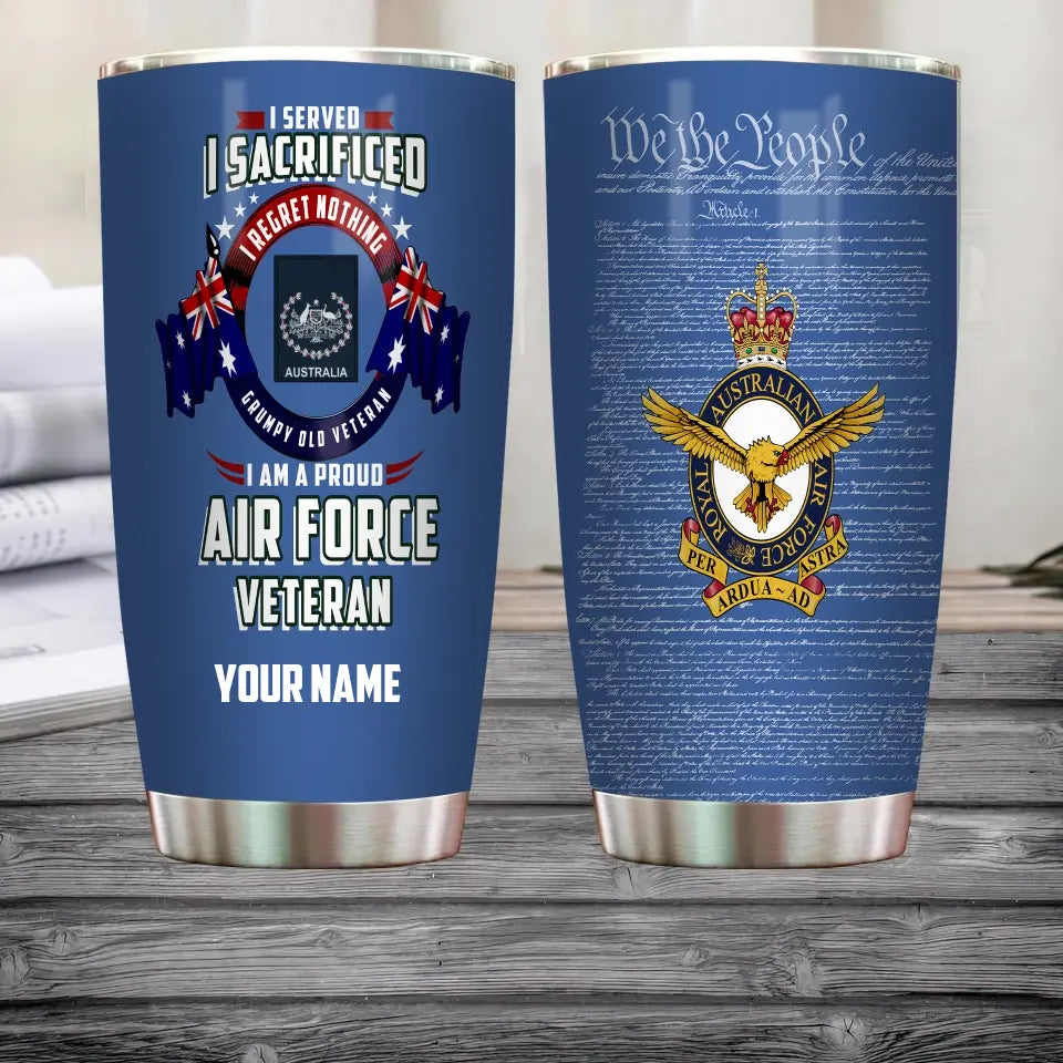 Personalized Australian Veteran/ Soldier With Rank And Name Camo Tumbler - 17085600