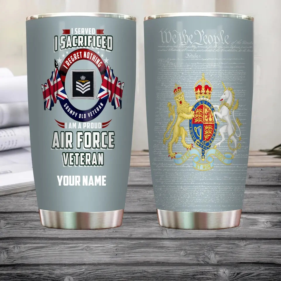 Personalized UK Veteran/ Soldier With Rank And Name Camo Tumbler - 2202240001