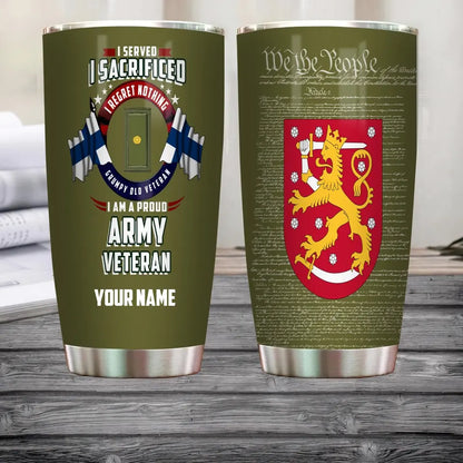Personalized Finland Veteran/ Soldier With Rank And Name Camo Tumbler - 17085600