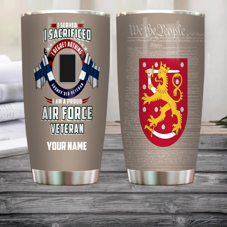 Personalized Finland Veteran/ Soldier With Rank And Name Camo Tumbler - 17085600