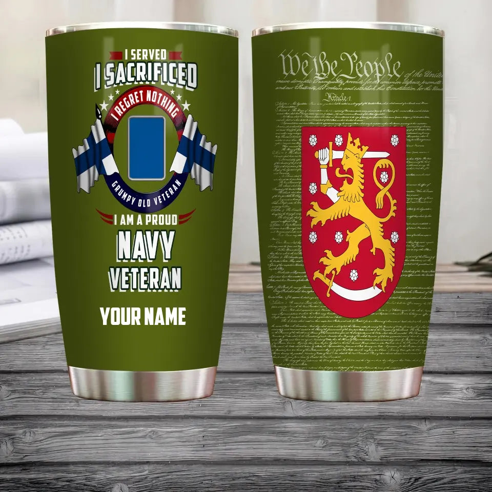 Personalized Finland Veteran/ Soldier With Rank And Name Camo Tumbler - 17085600