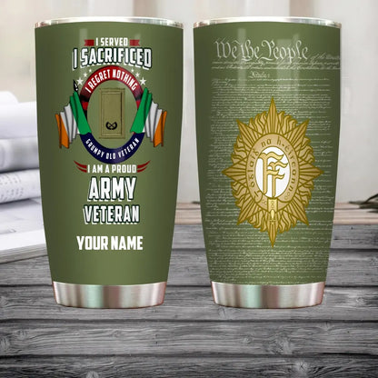 Personalized Ireland Veteran/ Soldier With Rank And Name Camo Tumbler - 2202240001
