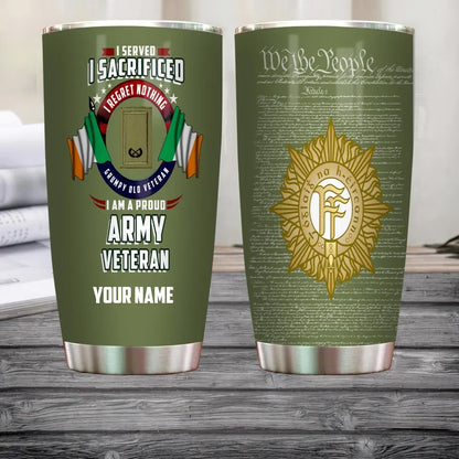 Personalized Ireland Veteran/ Soldier With Rank And Name Camo Tumbler - 17085600
