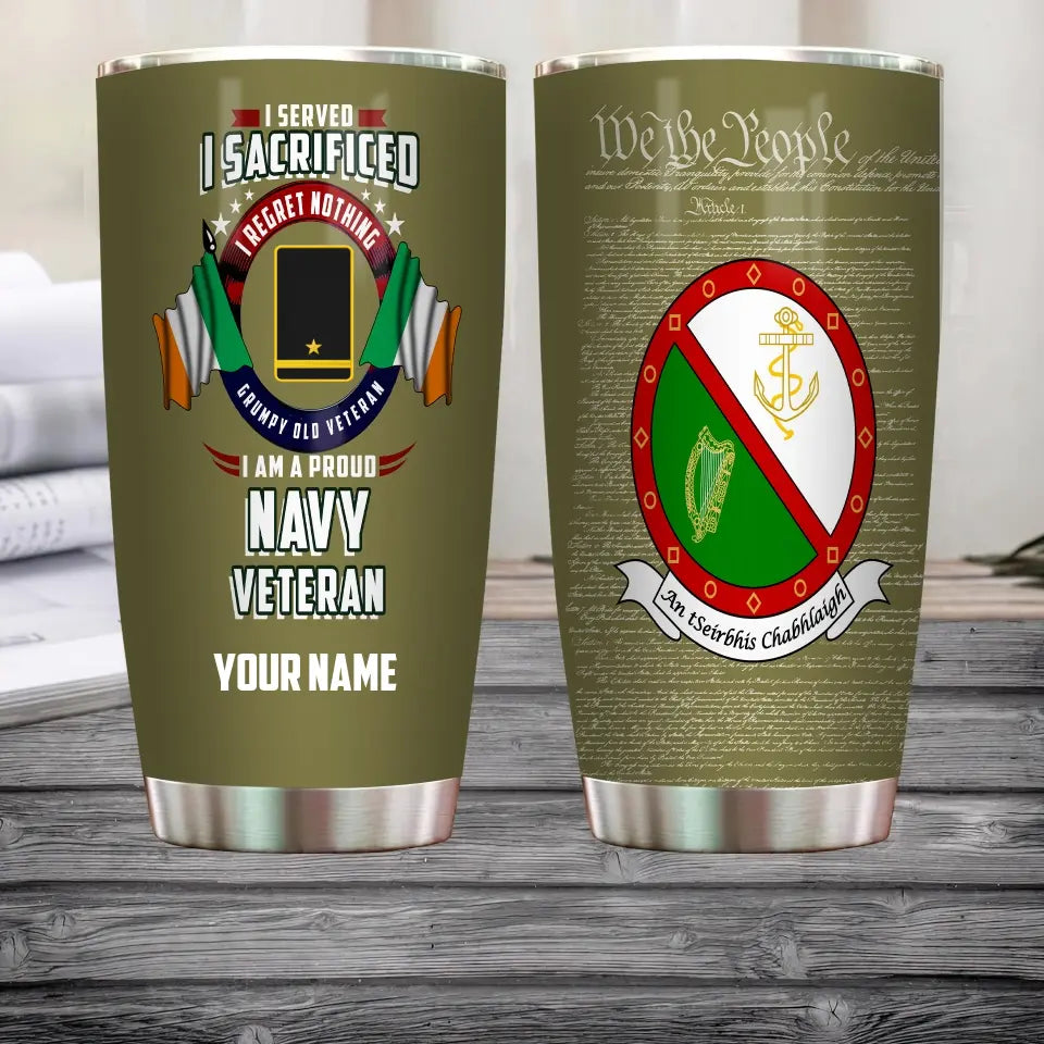 Personalized Ireland Veteran/ Soldier With Rank And Name Camo Tumbler - 17085600