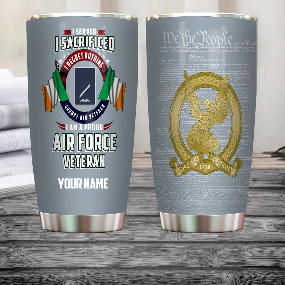 Personalized Ireland Veteran/ Soldier With Rank And Name Camo Tumbler - 17085600