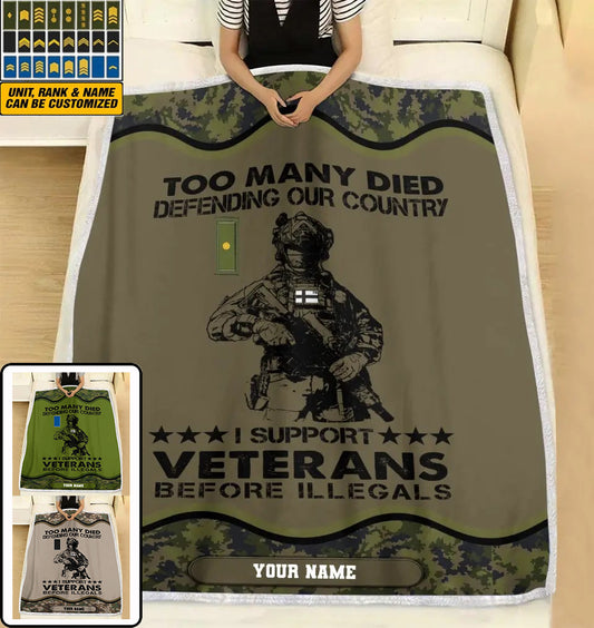 Personalized Finland Soldier/ Veteran Camo With Name And Rank Fleece Blanket 3D Printed - 2102240001