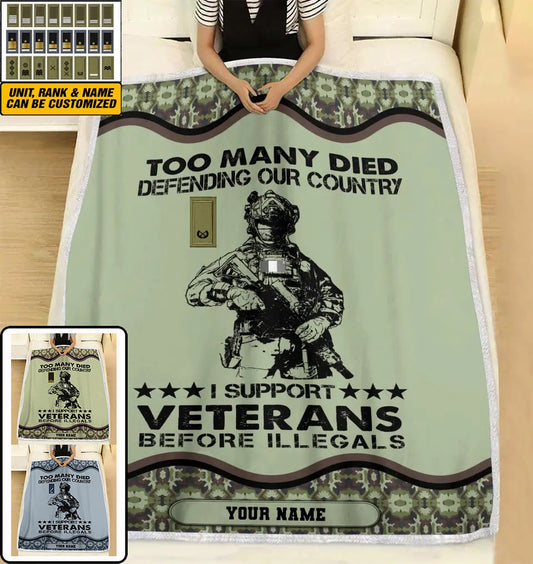 Personalized Ireland Soldier/ Veteran Camo With Name And Rank Fleece Blanket 3D Printed - 17084736