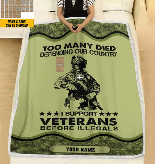 Personalized Denmark Solider/ Veteran Camo With Name And Rank Fleece Blanket 3D Printed - 2102240001