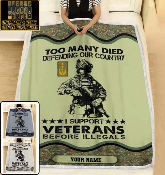 Personalized Germany Soldier/ Veteran Camo With Name And Rank Fleece Blanket 3D Printed - 2102240001